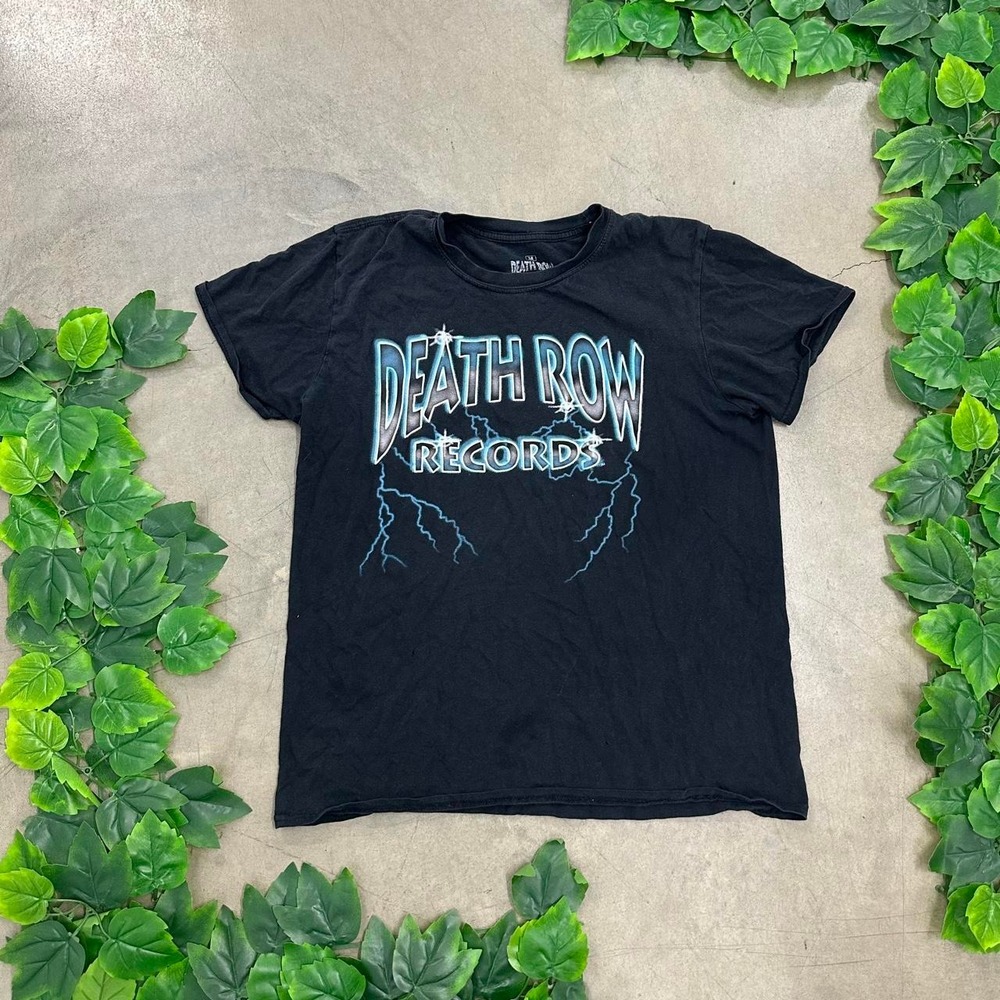 Death Row Records Lightning Graphic T-Shirt Black Mens Medium Y2K Rap Tee